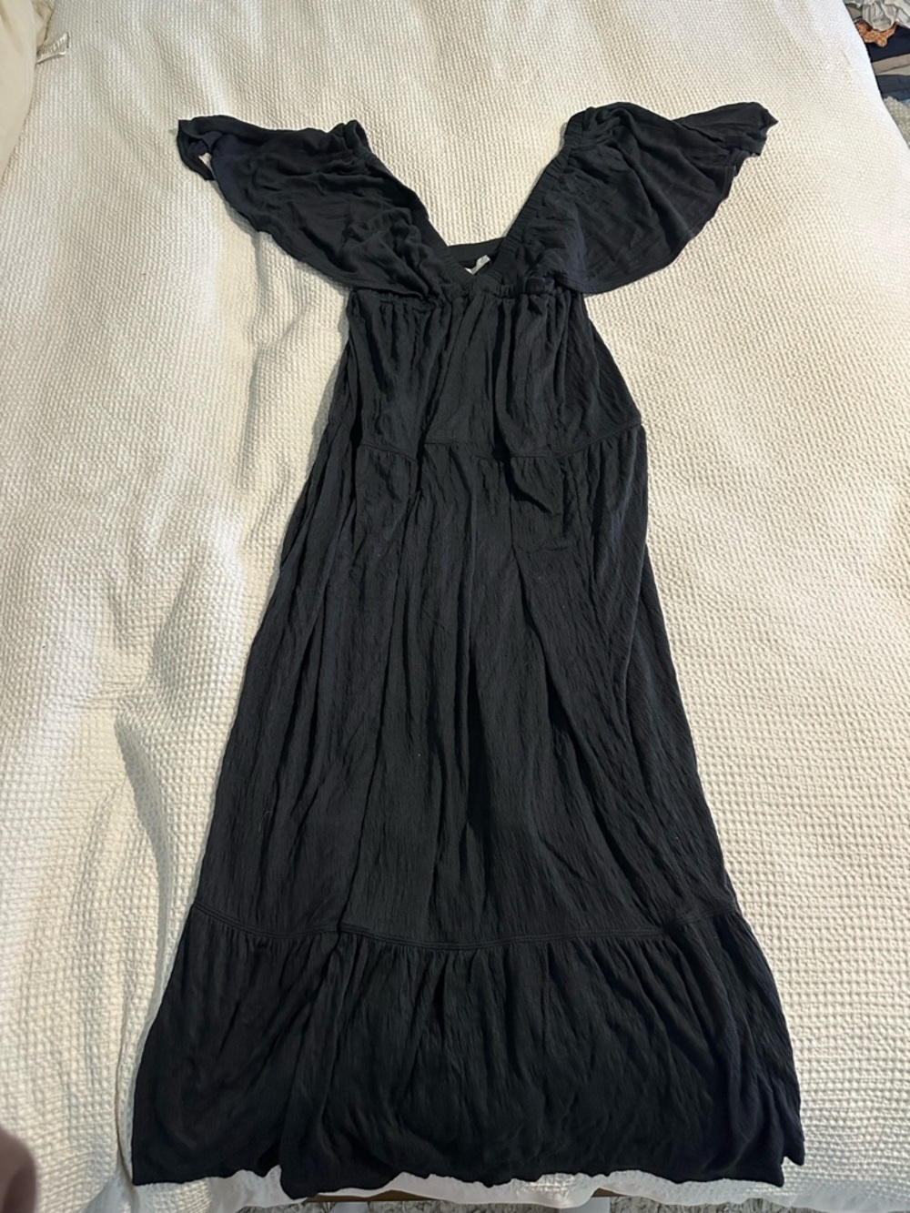 Free People Black Flutter-Sleeve Maxi Dress
